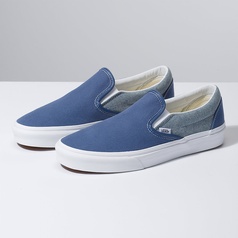 Vans Bayan Kaykay Ayakkabısı Chambray Slip-On Lacivert/Beyaz | 60496-971